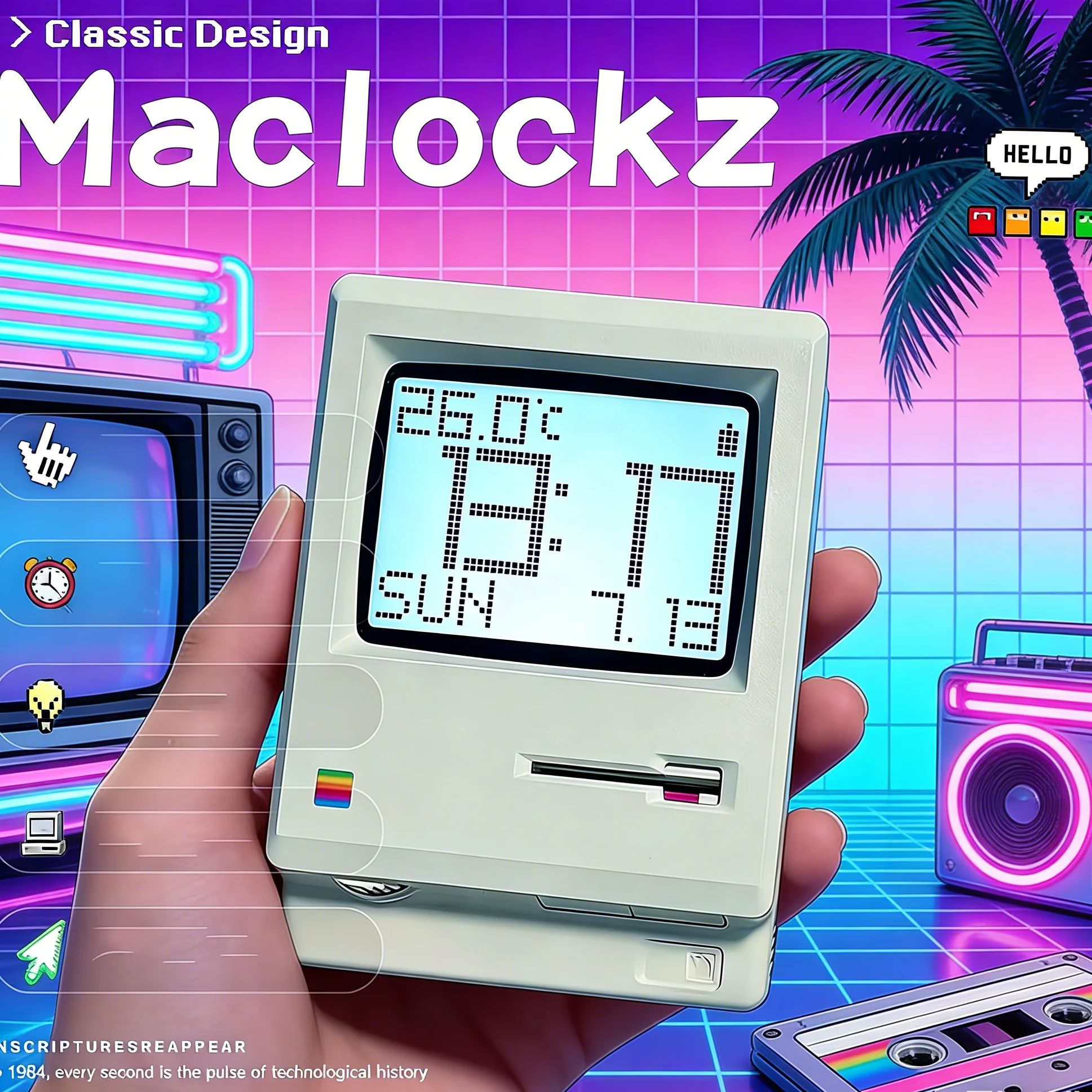 Office Tech Gifts - Retro Nostaljik Maclock Çalar Saat Vintage